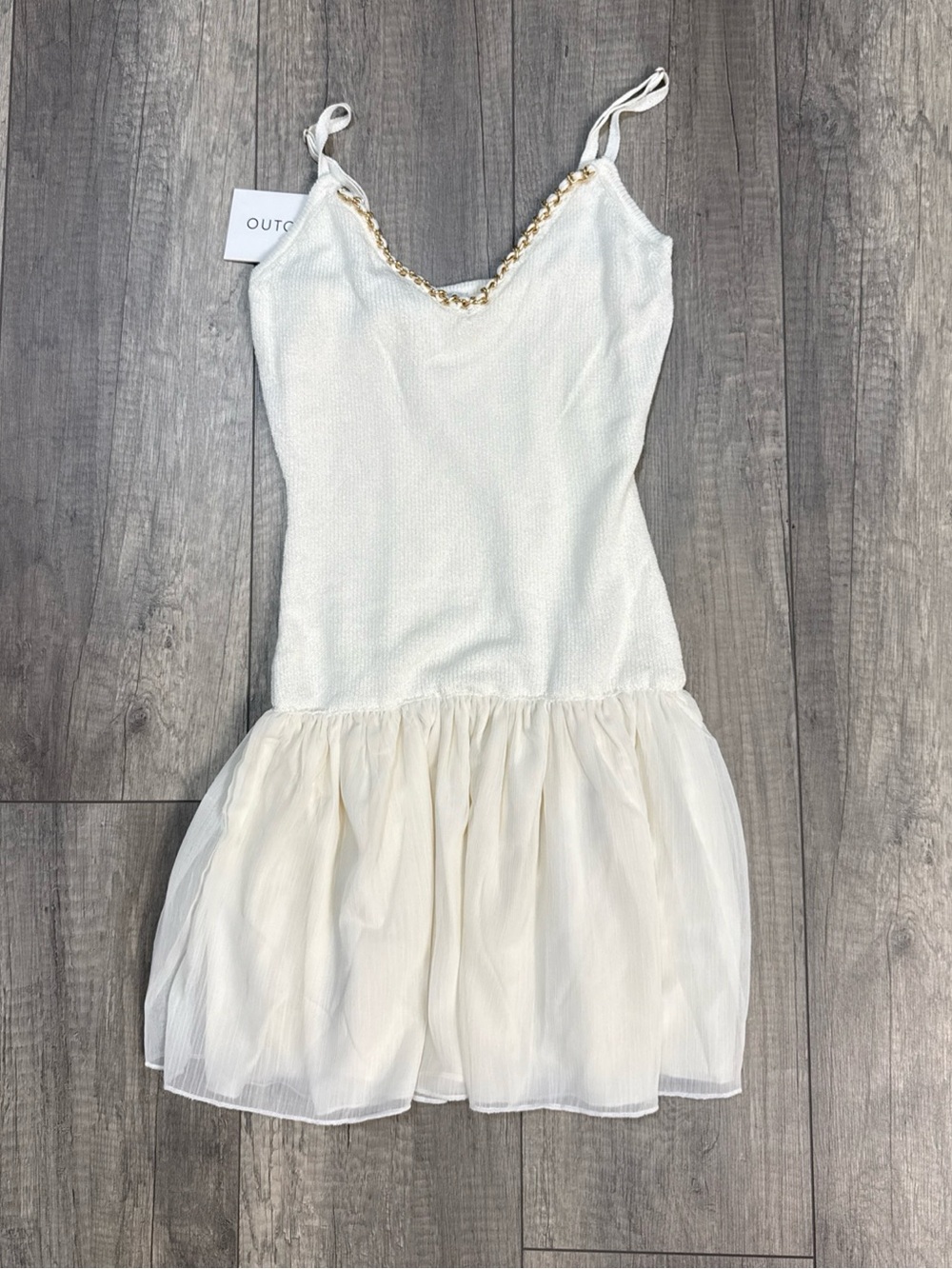 Outcast Mini Slip Dress with Gold Chain Trim